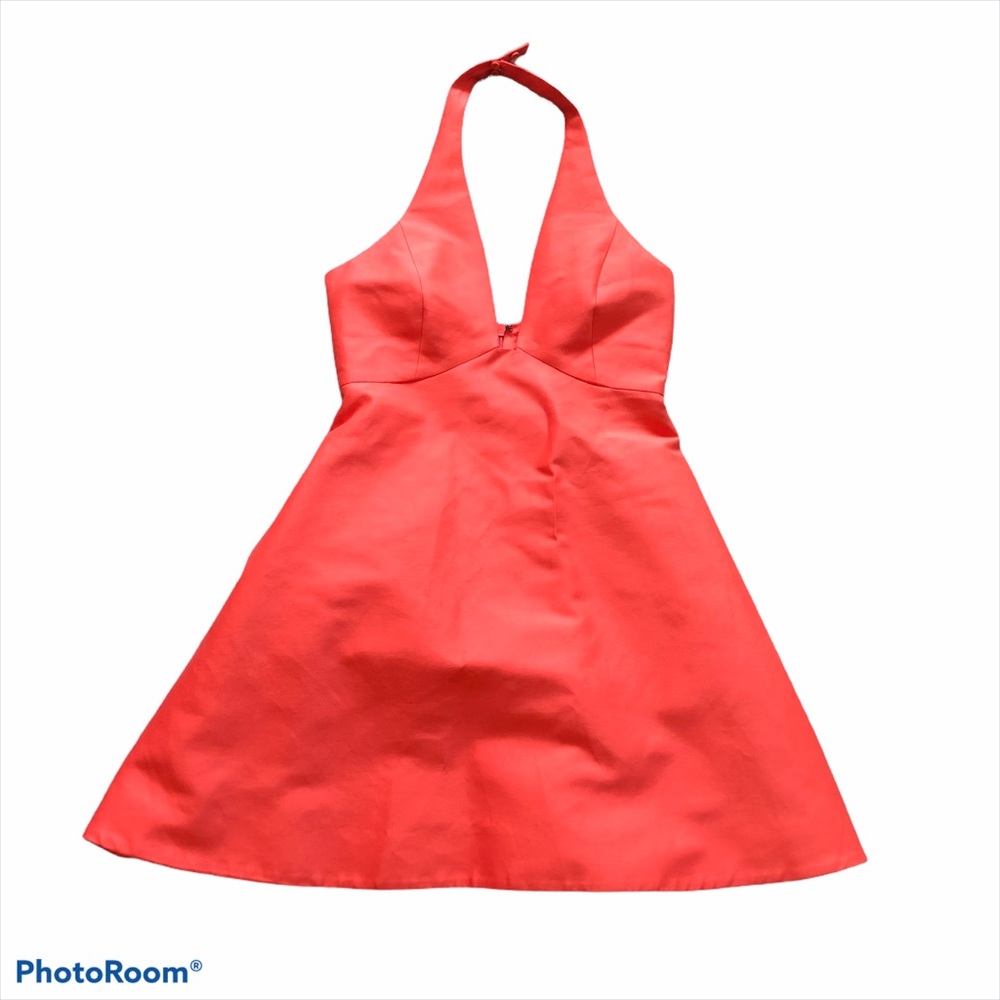 Halston Heritage Coral Pink/Orange Halter Dress - Size 6